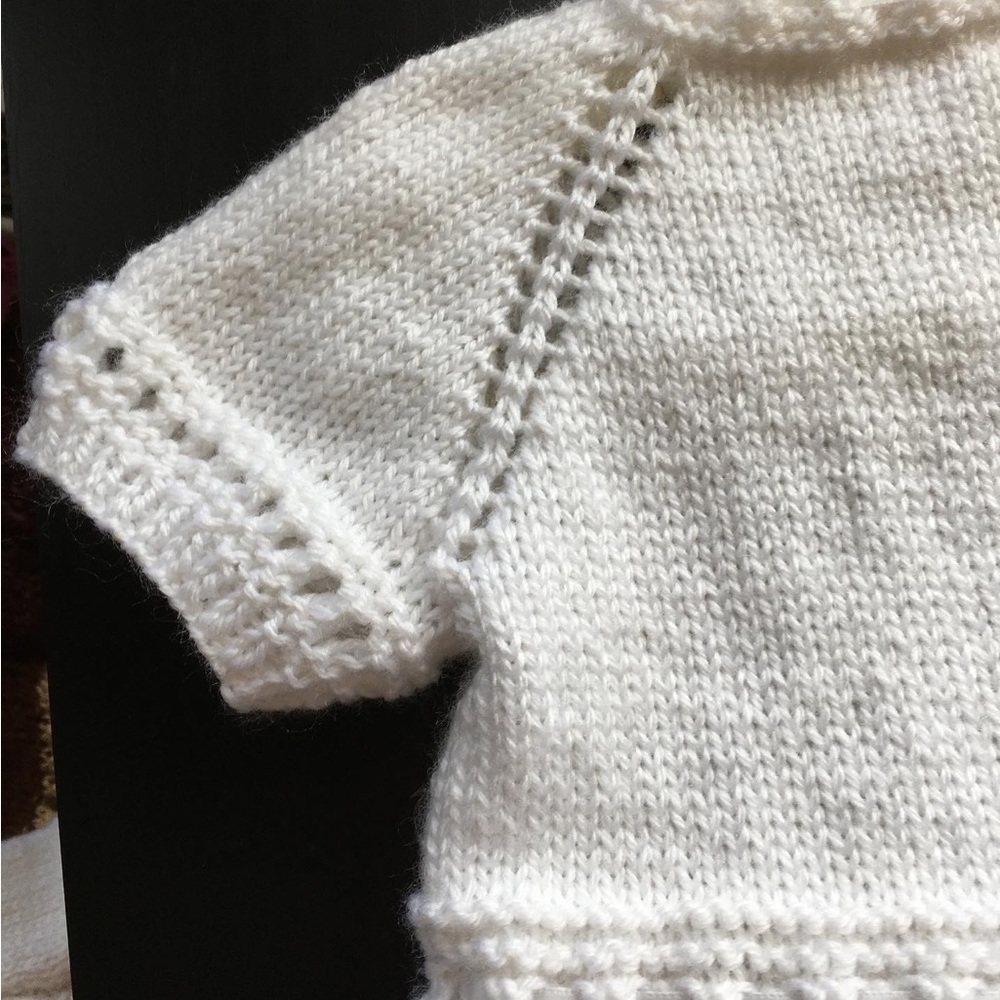 Hand knitted by me in acrylic & nylon blend
